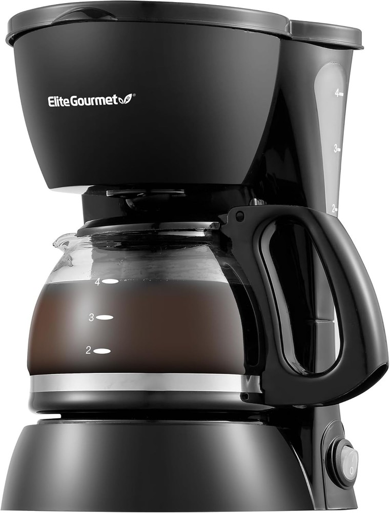 Automatic 4-Cup Coffee Maker with Glass Carafe, Reusable Filter, and Keep Warm