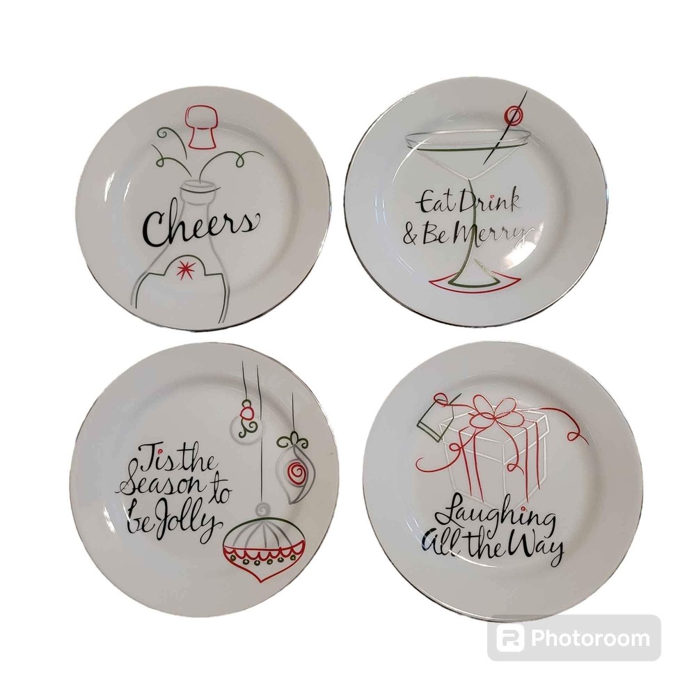 2009 St. Nicholas Square 4 Appetizer Plates Christmas Holiday