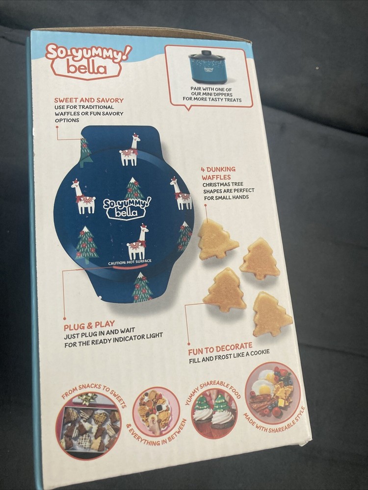 So Yummy bella Llama Mini Dunker Waffle Maker Christmas Tree Shaped