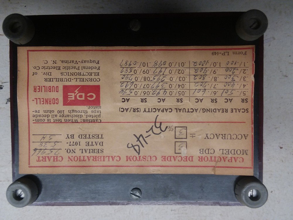 Vintage Cornell-Dubilier Decade Capacitor Model CDB3
