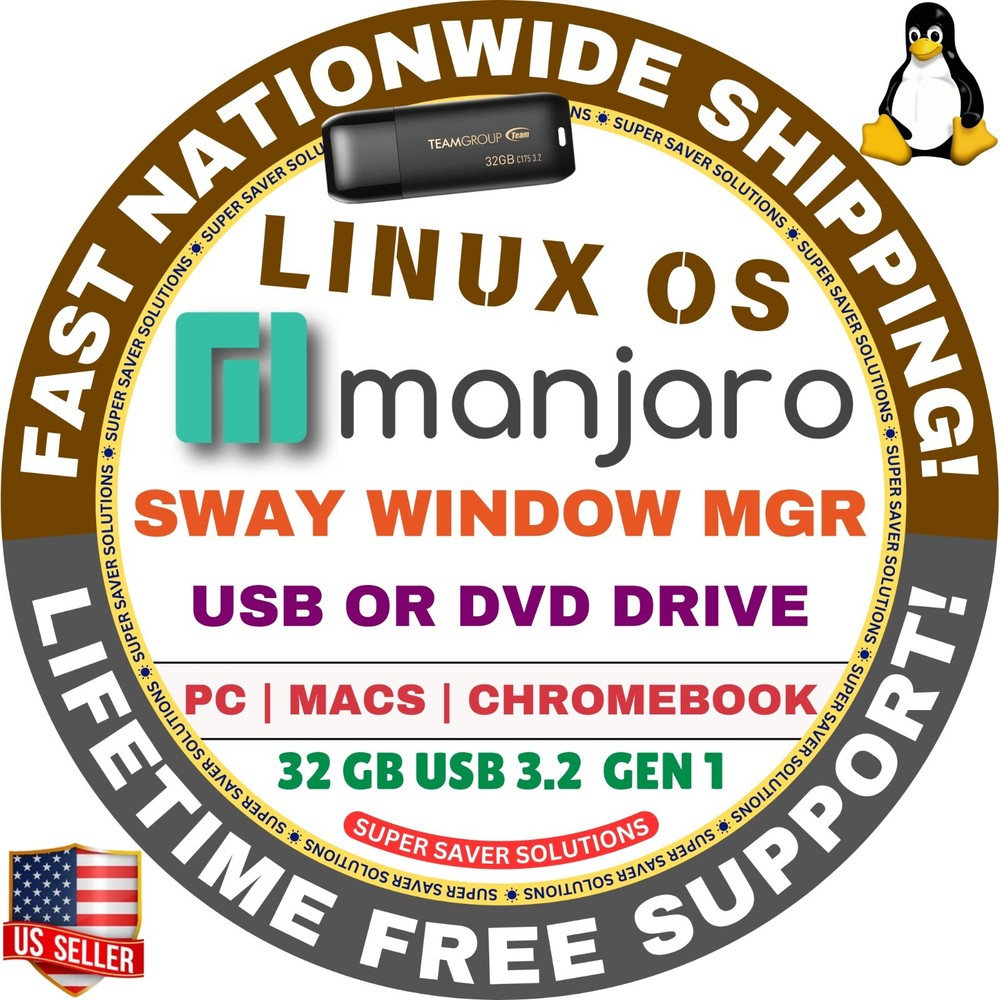 MANJARO LINUX OS - DVD/USB Flash Drive - PLASMA, XFCE, GNOME, BUDGIE, CINNAMON +