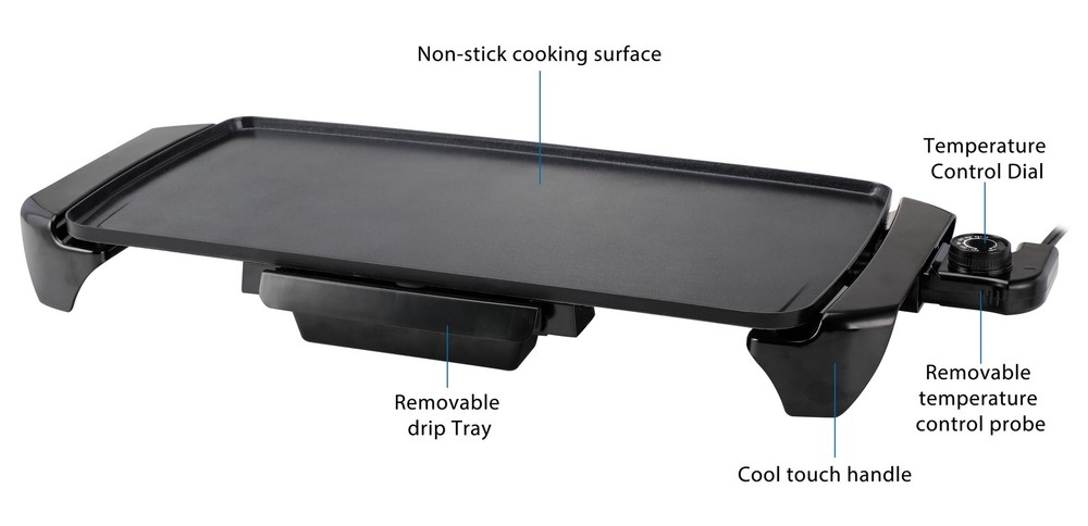 20” Electric Griddle - Non-Stick, Temperature Control,1500 W,Ceramic Coating