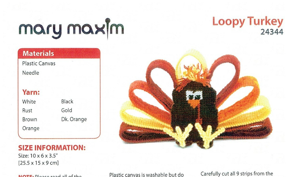 LOOPY TURKEY  TABLE DECOR 7ct plastic canvas  PATTERN  (#TF0406)