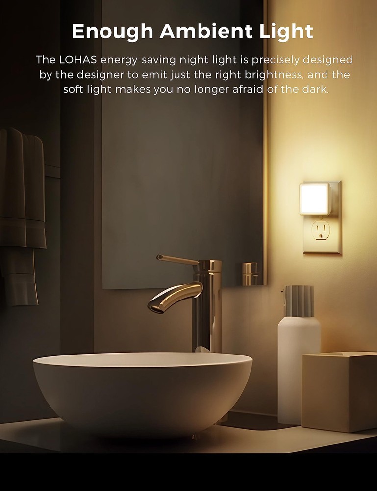 LED Night Lights PlugIn with DusktoDawn Sensor, 3000K Soft White, 6Pack