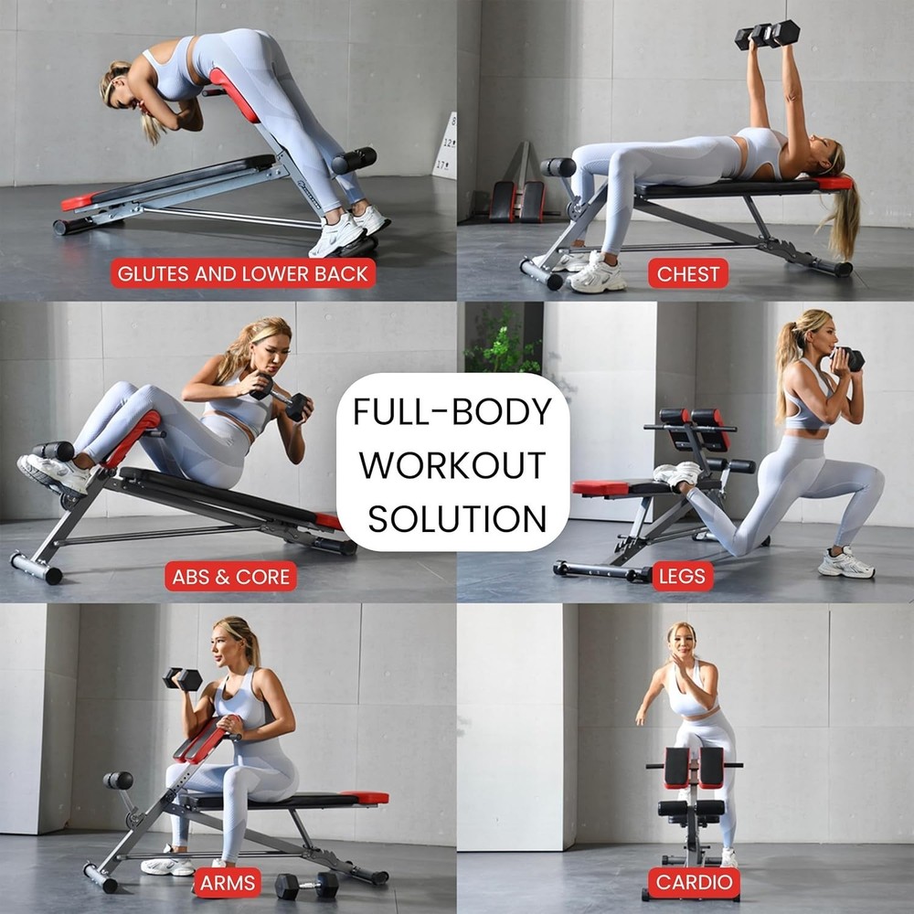 Multi-Functional Weight Bench for Full All-in-One Body Workout – Adjustable W...