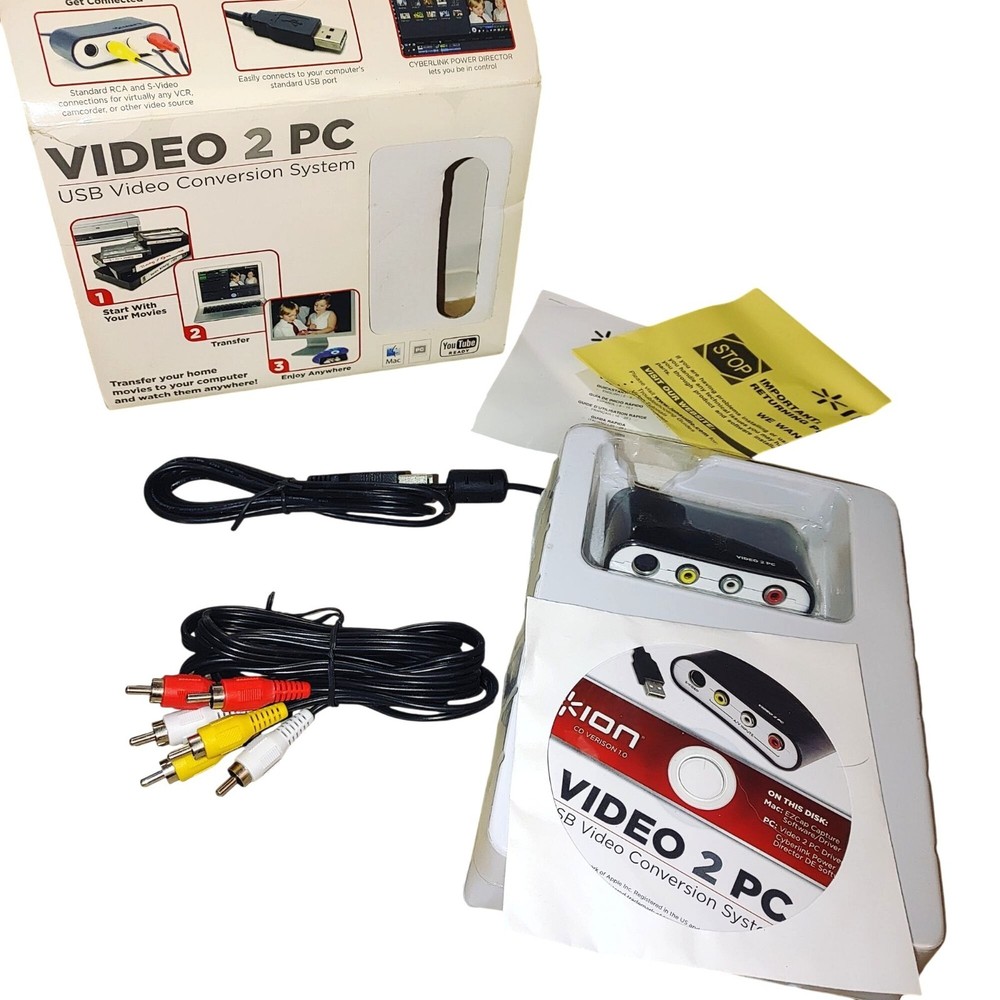 Video 2 PC USB Video Conversion System Cables Software Mac PC Compatible YouTube