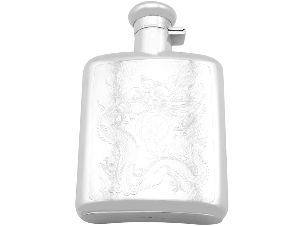1930s Chinese Silver Hip Flask