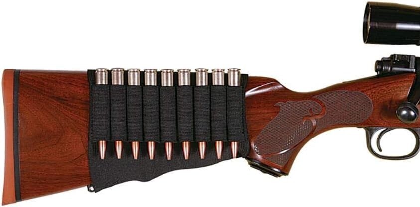 Butt Stock Cartridge Holder  Rifle 9 Shell w/Elastic Loop Black