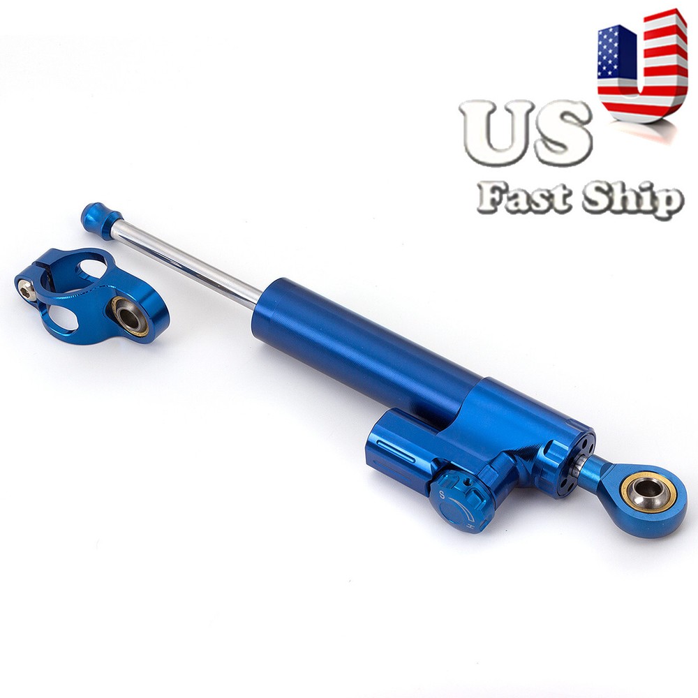 Motorcycle Steering Damper Linear Stabilizer Universal Safety Control Blue 1xpcs