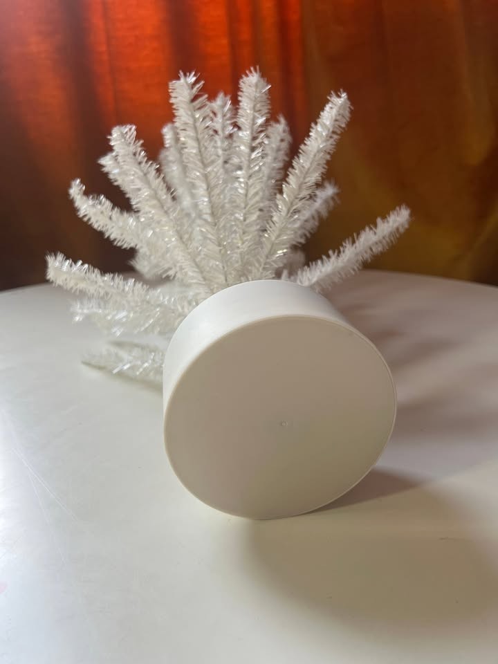 Tabletop White Artificial Christmas Pine Tree with Round Base