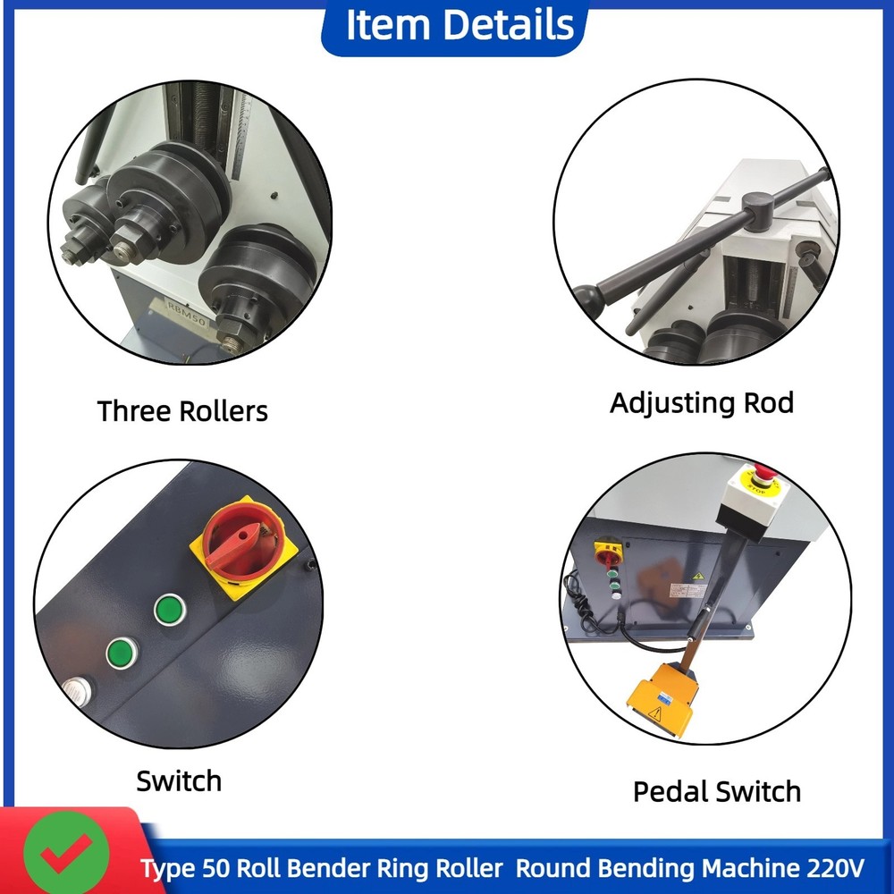 Type 50 Roll Bender Ring Roller Pinch Roll Bender Round Bending Machine 220V