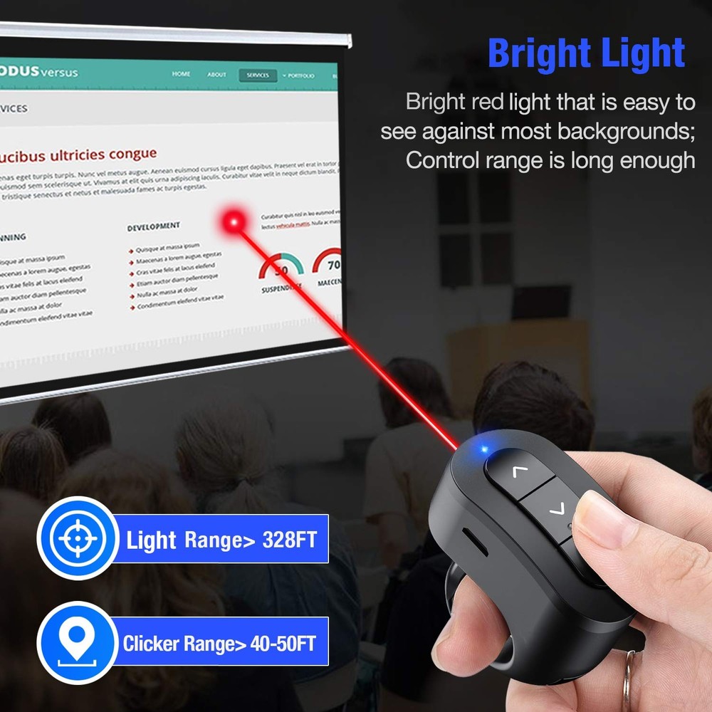 Rechargeable Finger Ring Wireless Presenter Clicker PowerPoint Keynote Mac