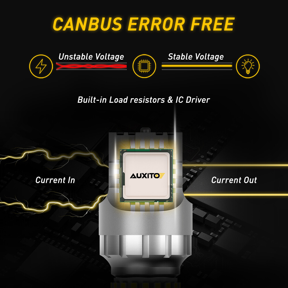 AUXITO LED Front Rear Turn Signal Light Blinker Bulbs 7441 White 7440 Error Free