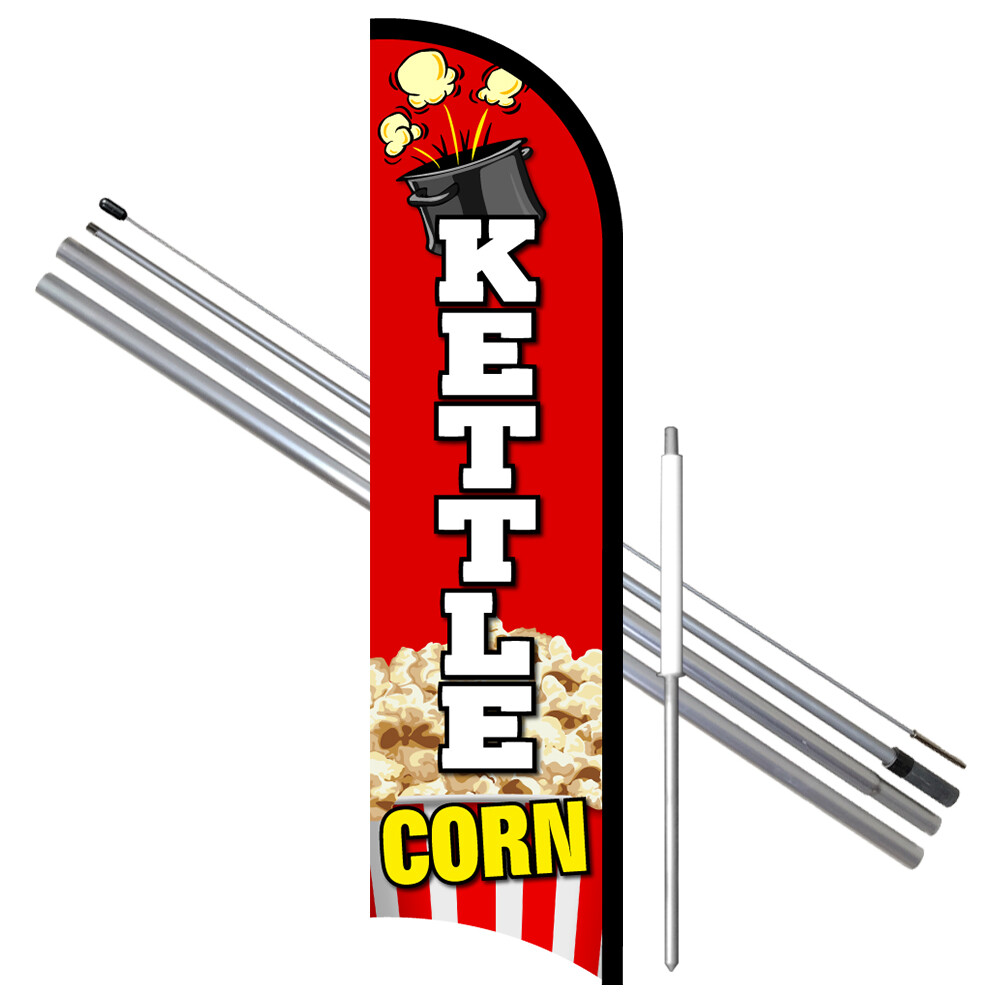 Kettle Corn Premium Windless Feather Flag Bundle (Complete Kit) OR Optional Rep