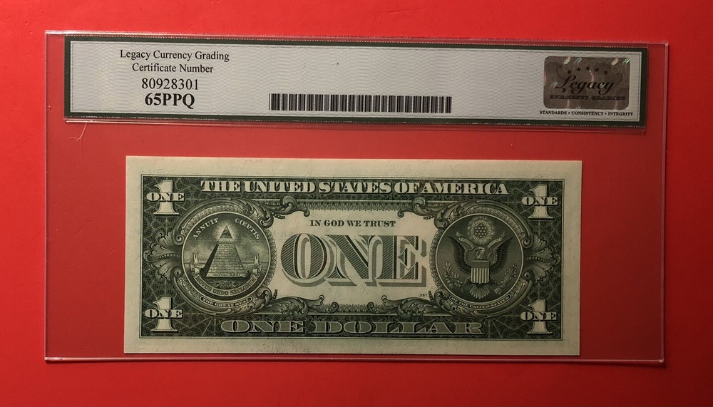 1957 -$1 SILVER CERTIFICATE NOTE,GRADED BY LEGACY GEM NEW 65 PPQ.