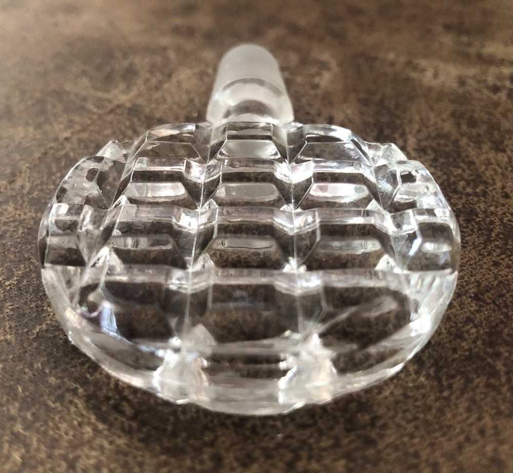 Art Deco Replacement Perfume Stopper Waffle Pattern Pressed Clear Glass