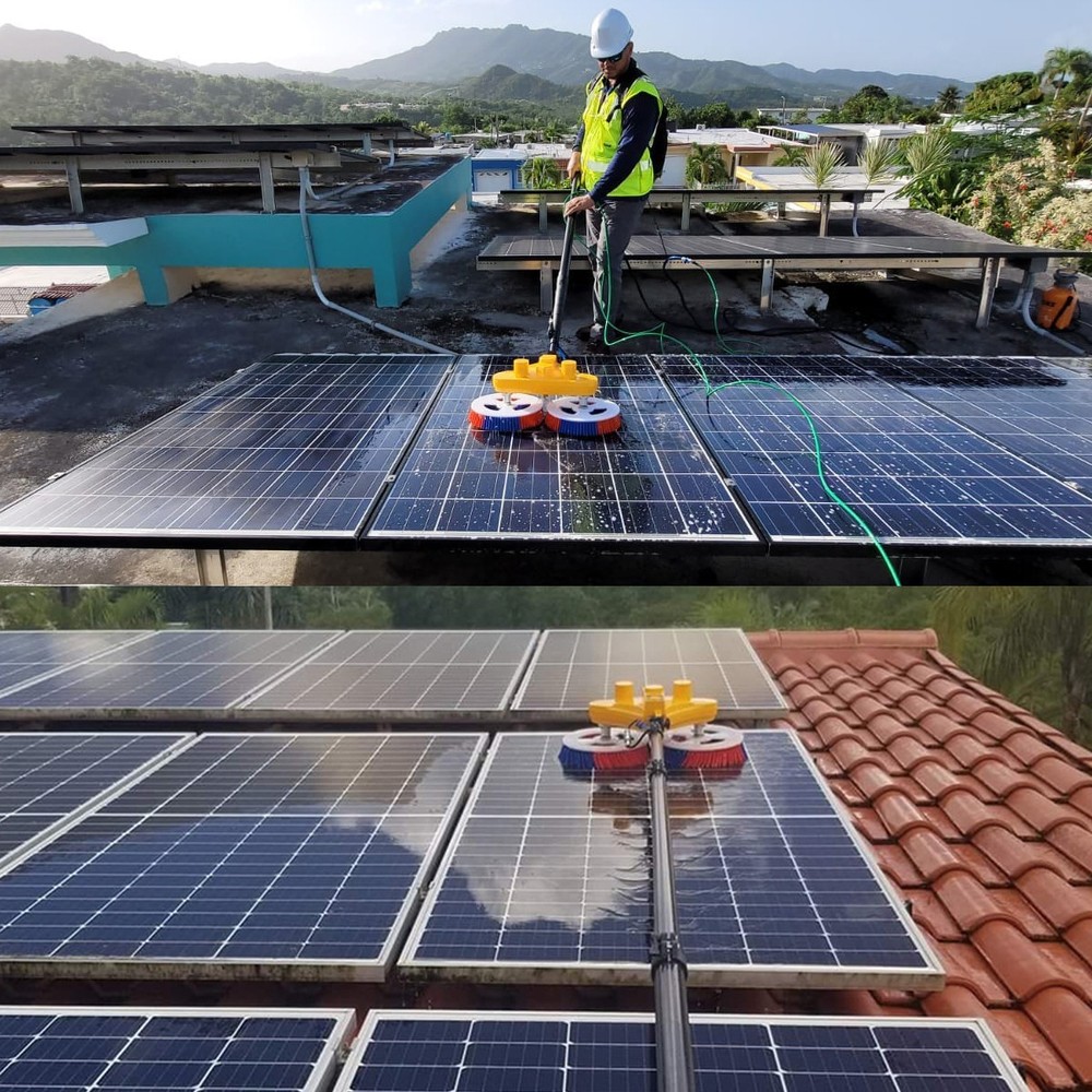 Used solar panel cleaning brush–24ft/7.5m double-headed automatic rotation Brush