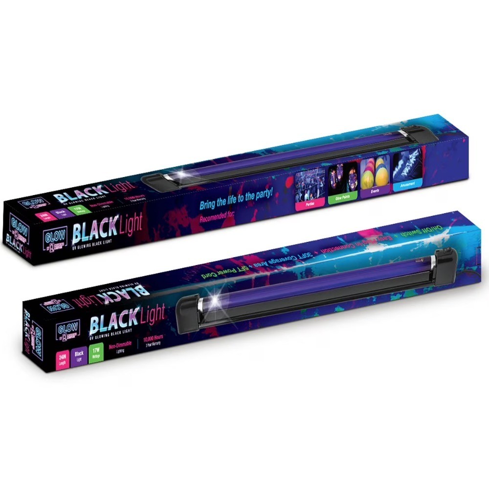 Black Light Bulb 24 Pack with 28 Mountable Fixtures 17W UV Blacklight Bulbs