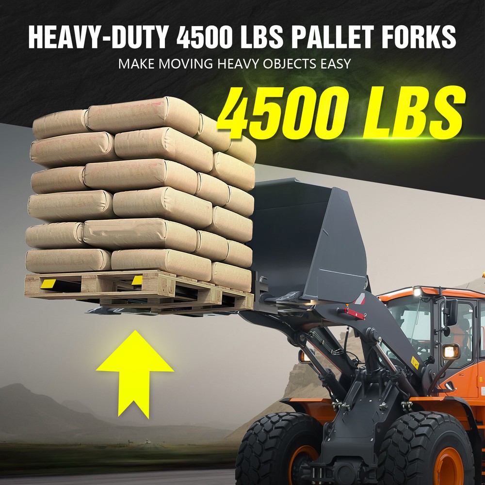 60" 4500LBS Clamp W/ Adjustable Stabilizer Bar For Tractor Forks Loader Bucket