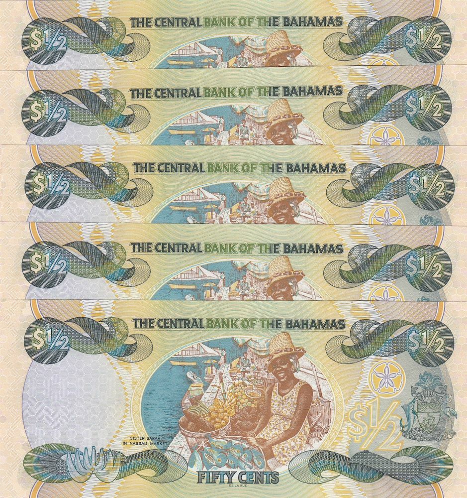 Bahamas 50 cents 2001 consecutive numbers