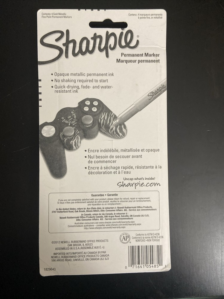 Metallic Permanent Markers, Gold, 4/Pack