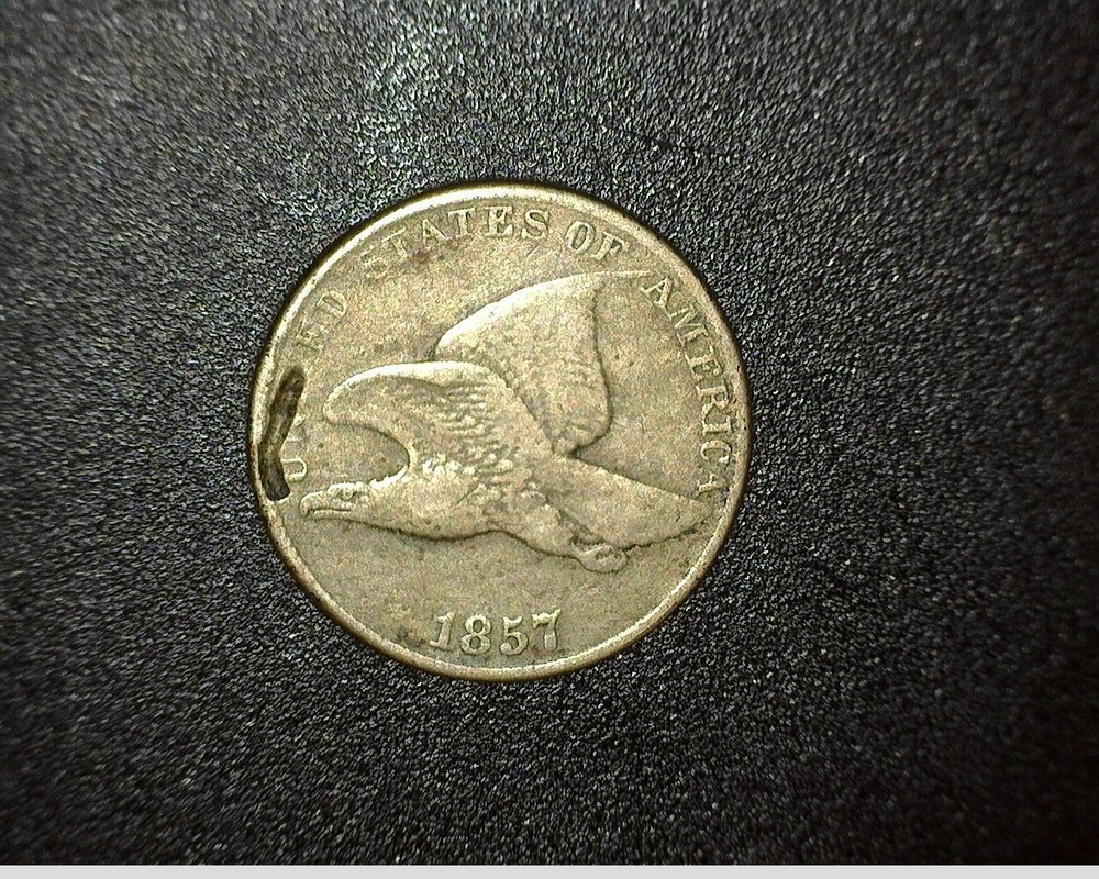 US - 1857 Flying Eagle Cent, Planchet Defect - Combined Shipping Available