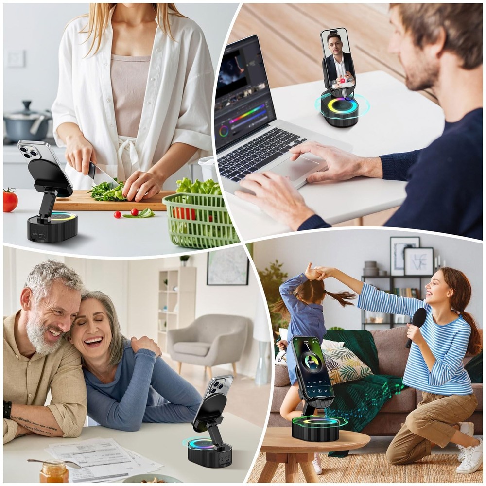 Bluetooth Speaker Phone Stand, 360° Rotatable Holder, Adjustable Charging Dock