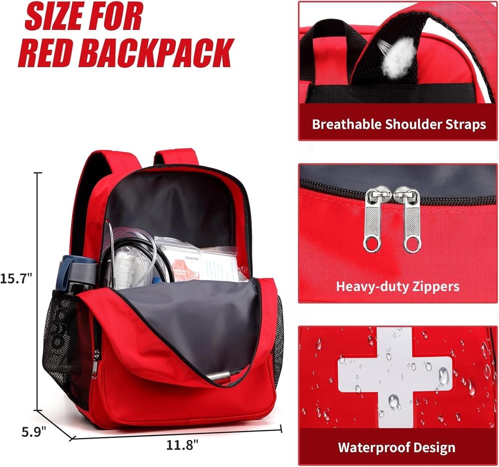 First Aid Backpack Emergency Medical Empty Waterproof Survival First Responde...
