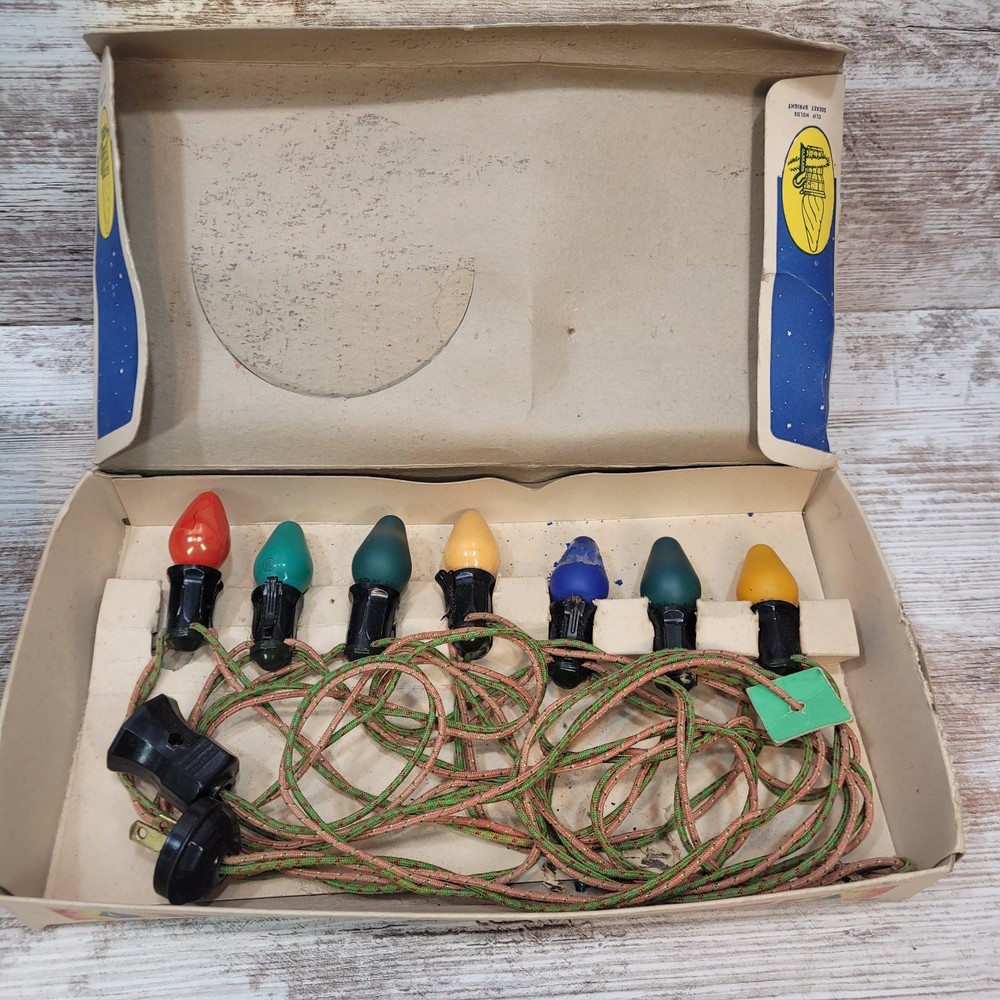 Christmas String Lights Lot Of 9 Various Brands Mid Century Boxes UNTESTED