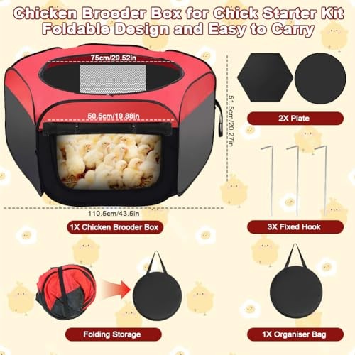 Chicken Brooder Box for Chick Starter Kit， 2026 Upgrade Double Door Chick