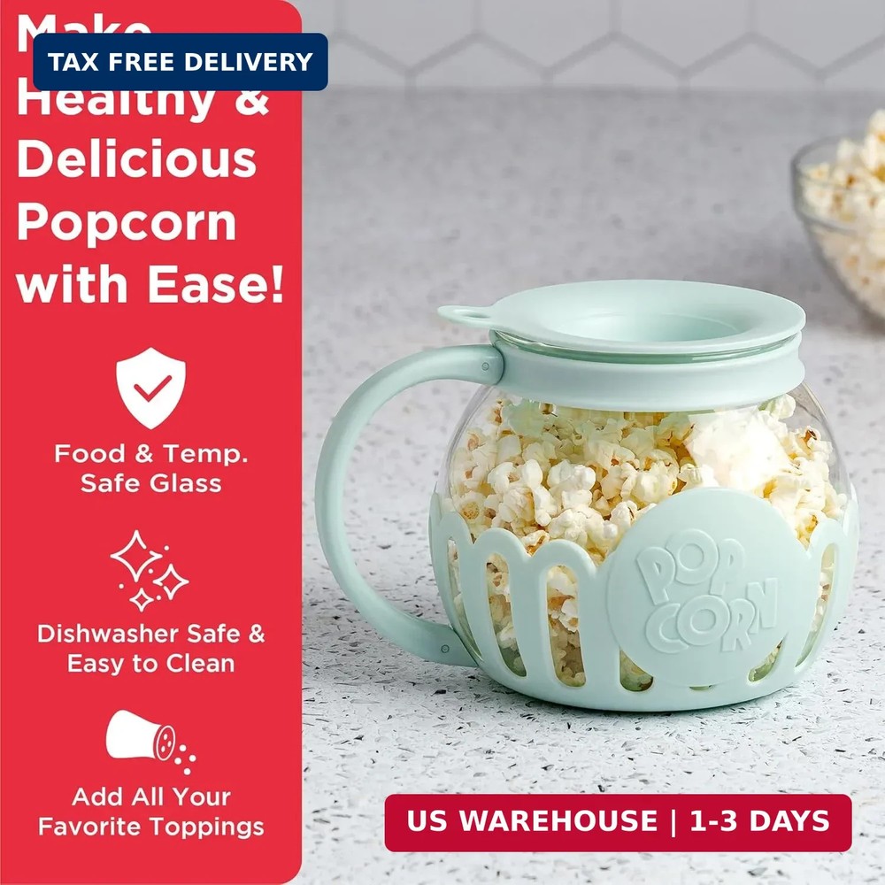 Ecolution Patented Micro-Pop Microwave Popcorn Popper with Temperature Safe Glas