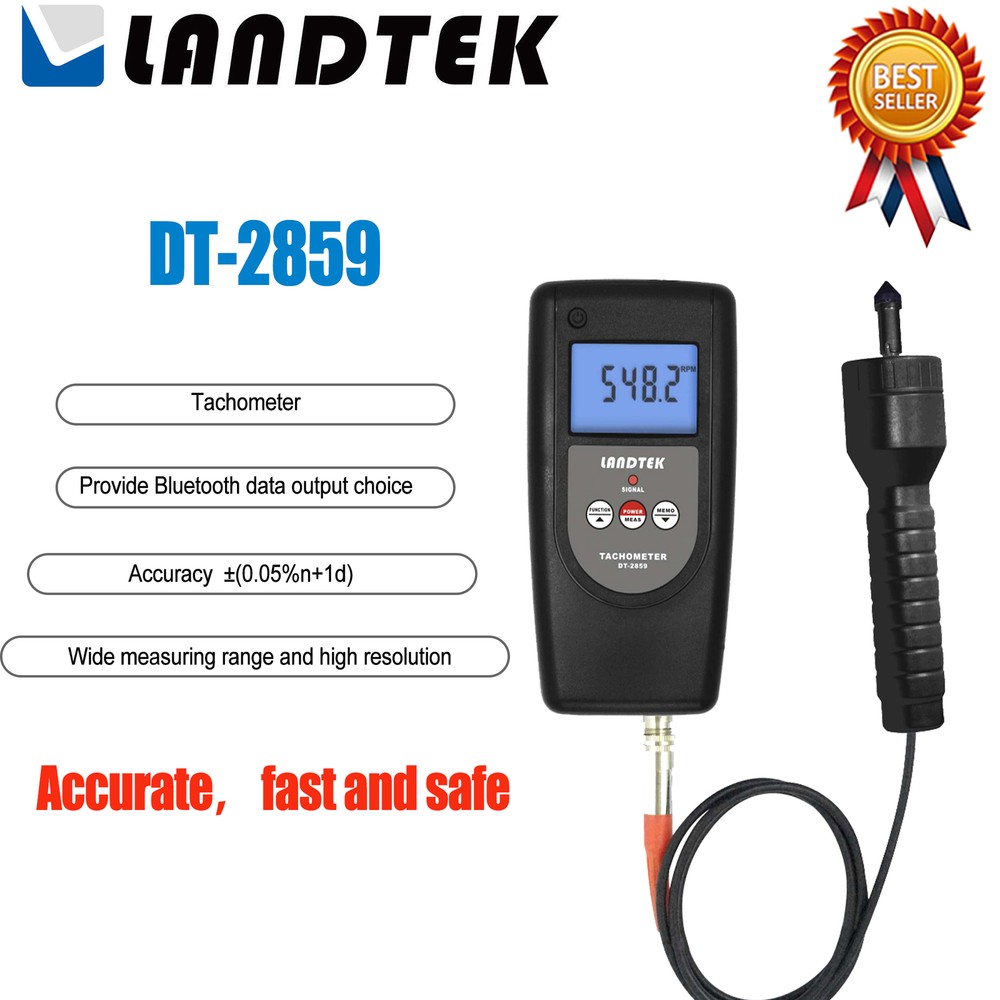LANDTEK DT-2859 Digital Tachometer rotative velocity surface speed frequency