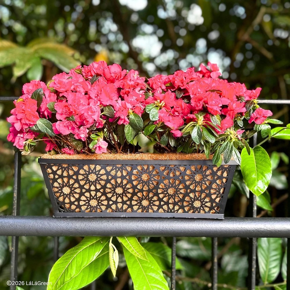 LaLaGreen 24" 2 Pack Rectangular Coco Liners Railing Planter–Large Trough Coir