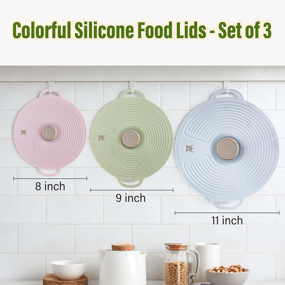 Microwave & Dishwasher Safe Silicone Lids - 3 Pack for All Kitchen Needs