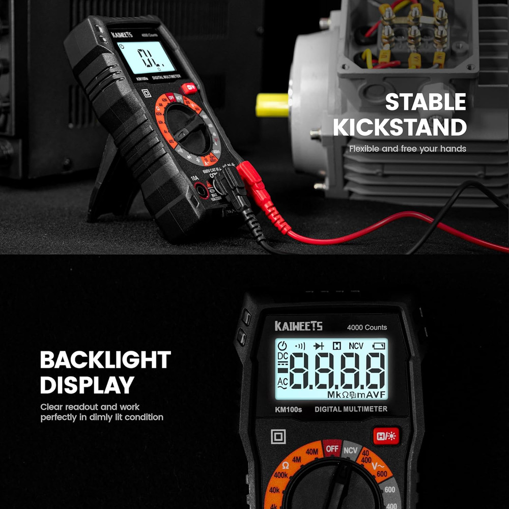 Digital Multimeter 4000 Counts, Voltage Tester with Accurate Ohm Volt Amp Readin