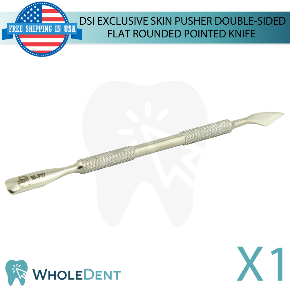 Double Sided Flat Rounded Pointed Knife Skin Pusher Stainless Steel Tool