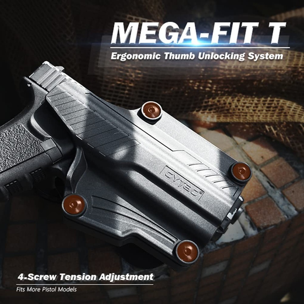 Mega-fit Thumb Release Holster with Paddle Black