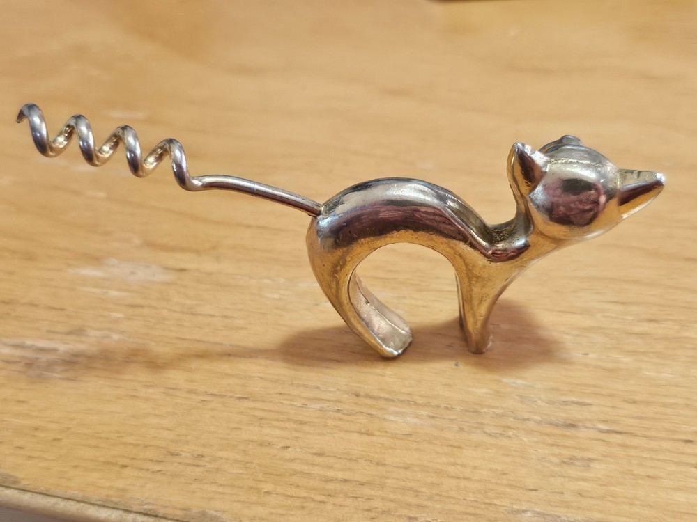 Vintage Cat Corkscrew Tail and Bottle Opener