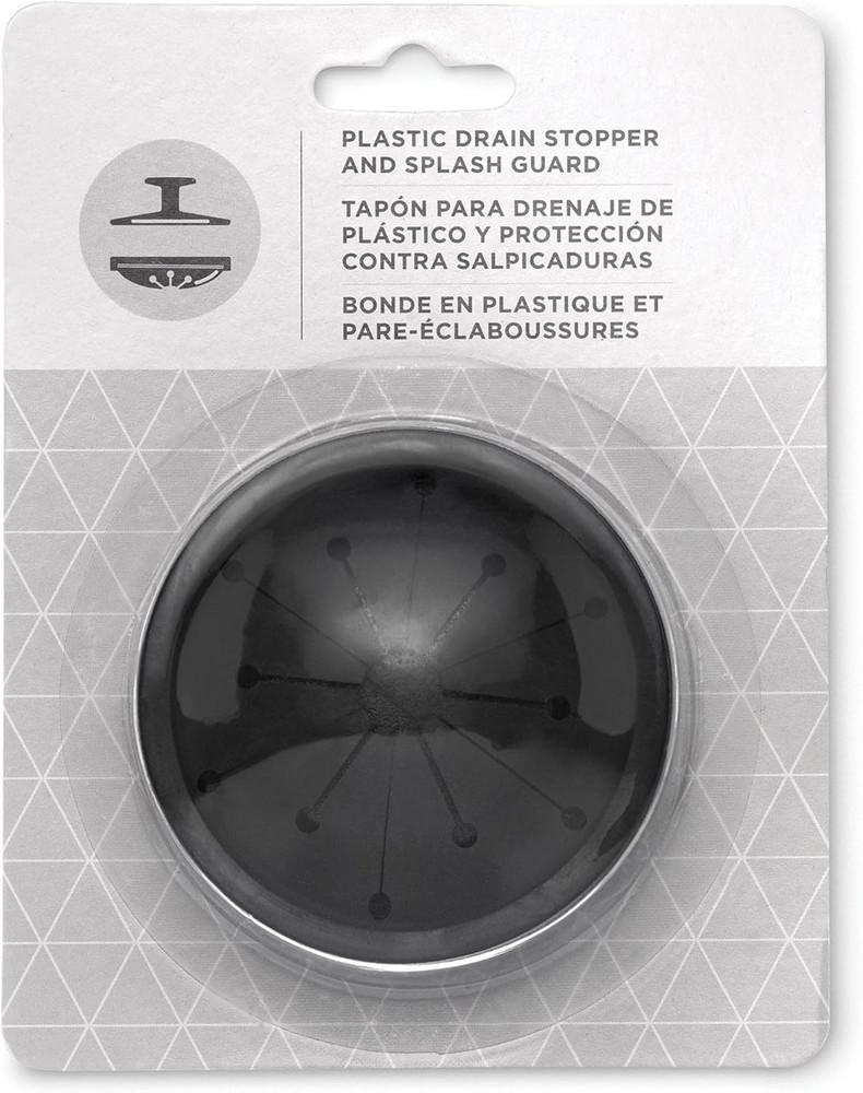 Black Disposer EZ Mount Garbage Disposal Stopper and Splash Guard for Sink Drain