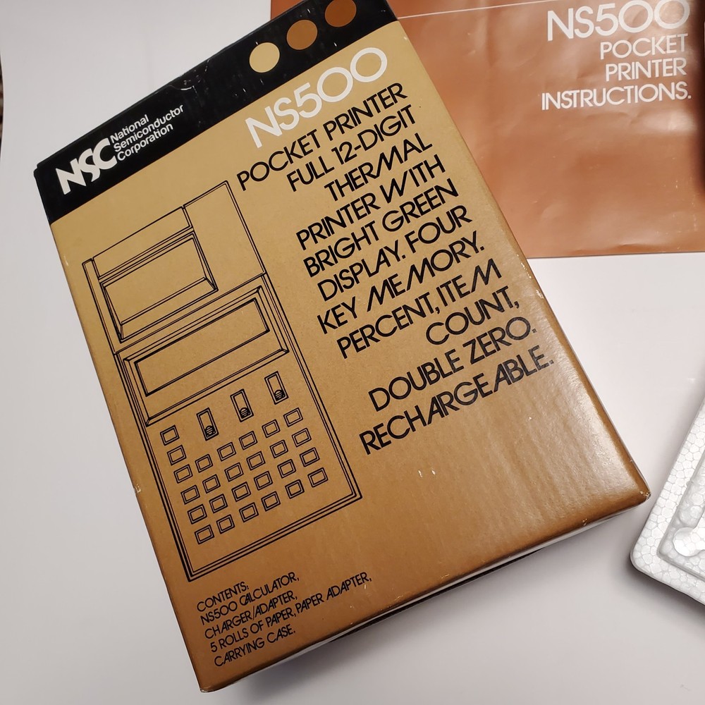 National Semiconductor NSC NS500 pocket printer 12-digit thermal printer WORKS