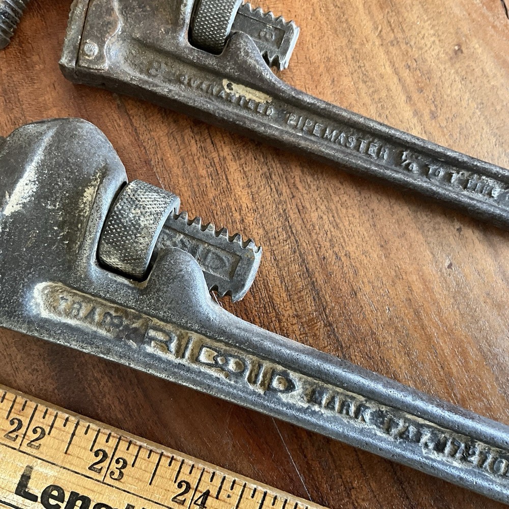 2 Vintage Heavy Duty Pipe Wrenches 10" & 8"