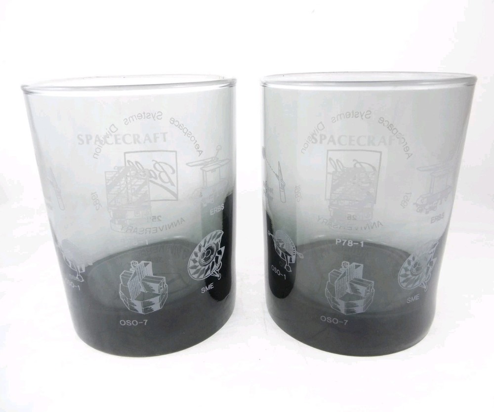 2pc Set Aerospace Systems Division Spacecraft Drinking Glasses 4"