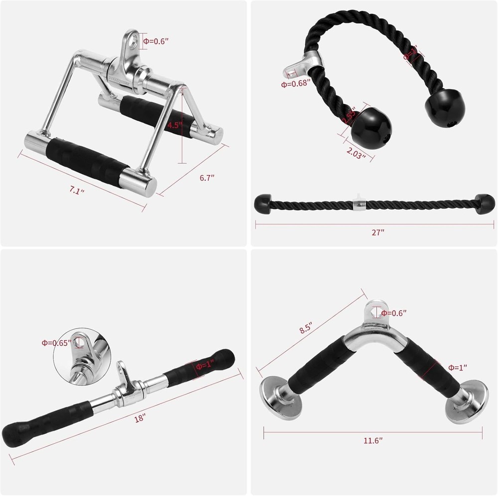 Tricep Press Down Cable Machine Attachment Heavy Duty Solid Steel Body Training