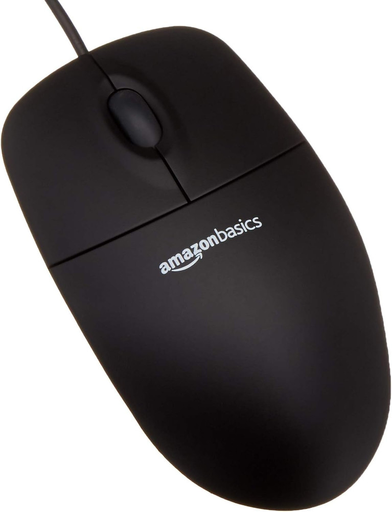 Amazon Basics Wired Keyboard and Mouse Bundle, Full-Sized, QWERTY Layout, Black