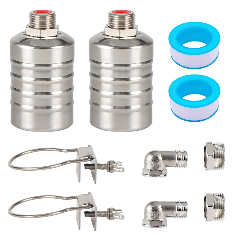 2 Pack Float Valve - 1/2'' to 3/4'' Stainless Steel Automatic Water Level Con...