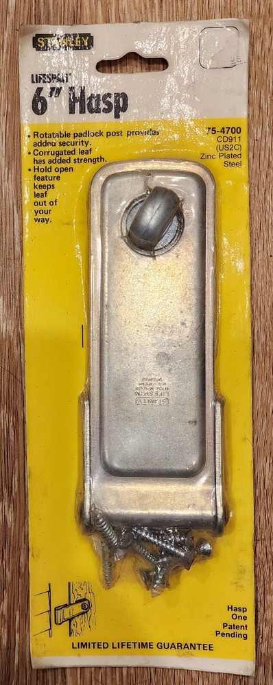 Stanley 75-4700 6" Rotating Post Door Pad Lockable Hasp *NEW*
