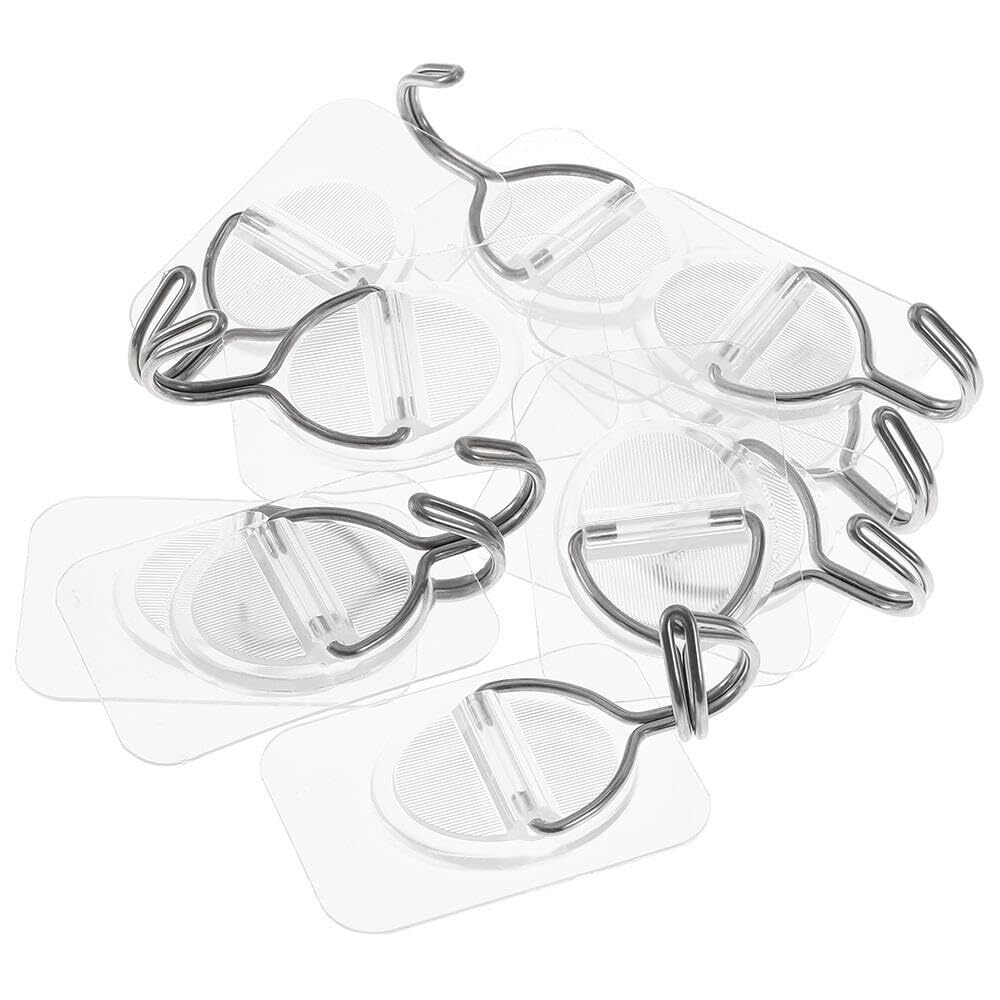 10Pcs Strong Adhesive Wall HooksClear Heavy Duty Wall HangersMulti-Purpose Se...