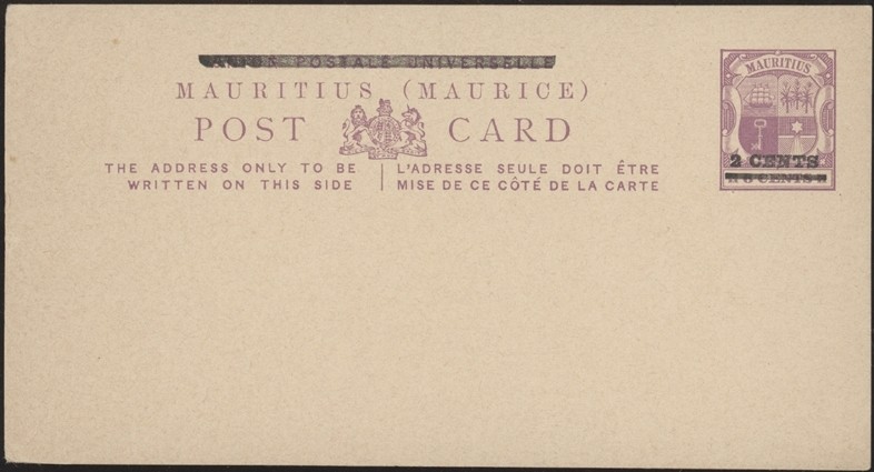 MAURITIUS, 1898. Post Card H&G 13, Mint