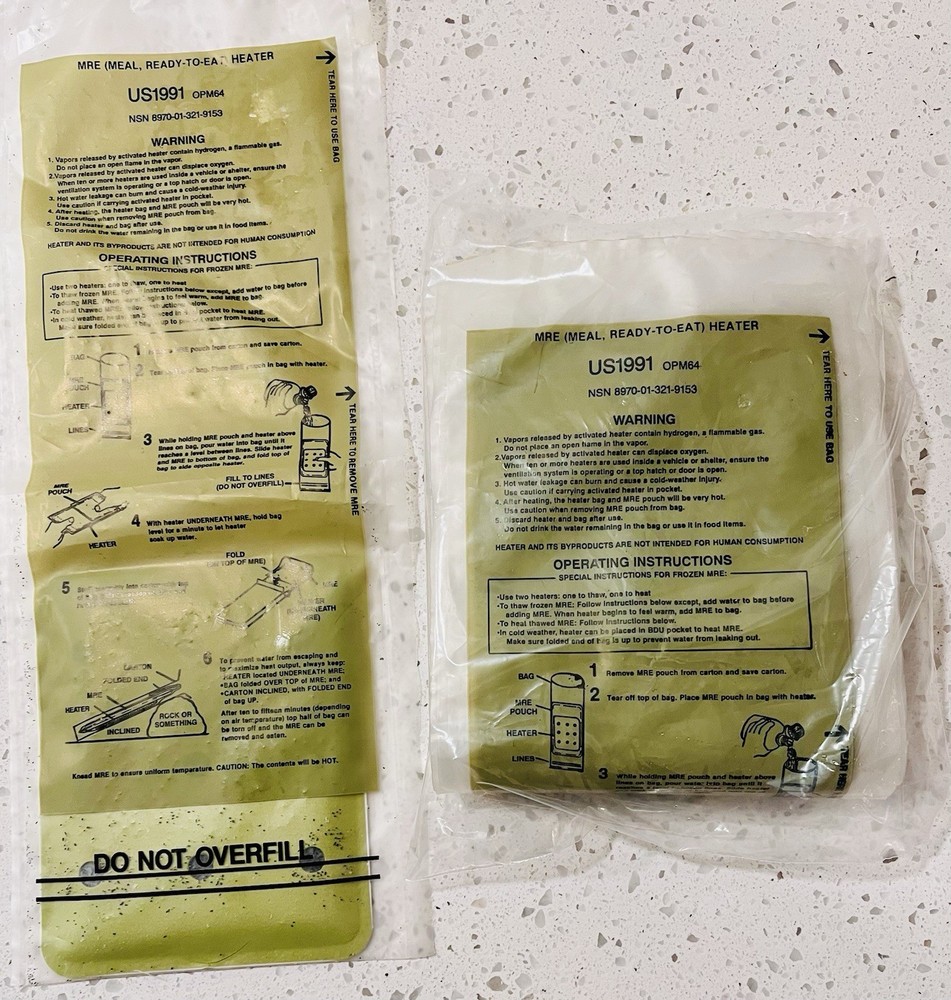 Flameless Ration Heaters Unopened Pack (6) MRE Camping US1991  OPM64