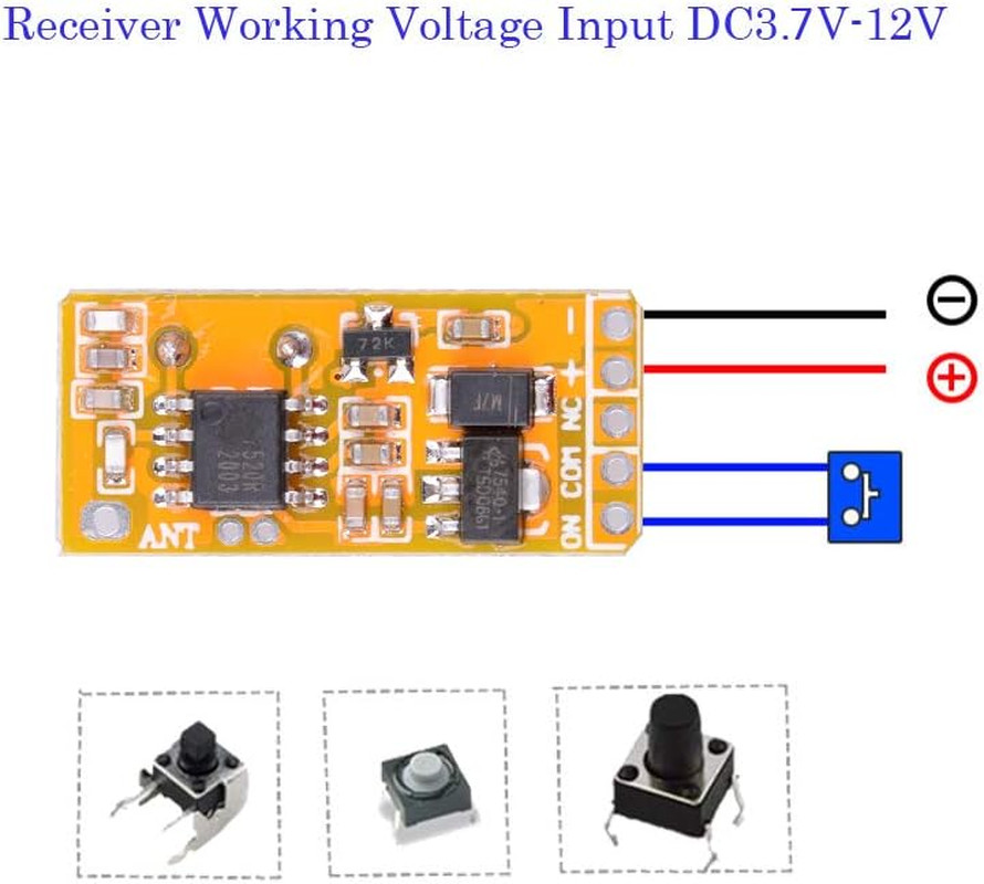 DC 3.7V - 12V 5V Mini Size Relay Remote Control Switch, 433Mhz Wireless RF Momen